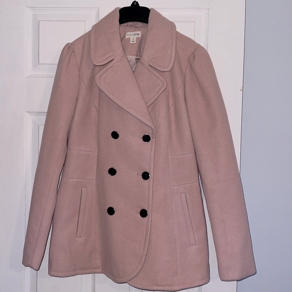 Maison Jules Blush Pink Double-Breasted Lined Peacoat NWOT - Picture 3 of 11